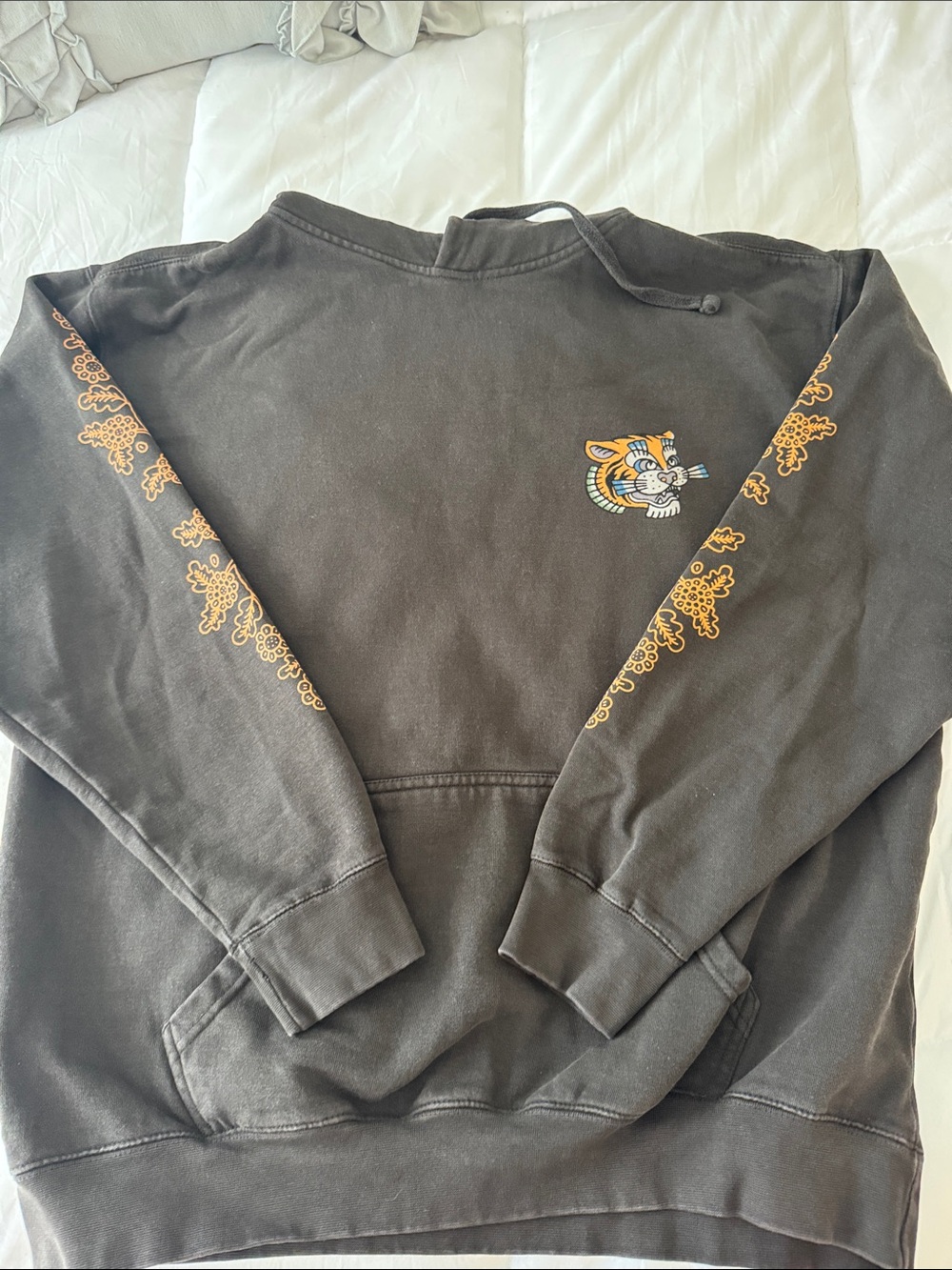 Roark Black Crewneck Sweater with Gold Sleeve and Chest Graphic